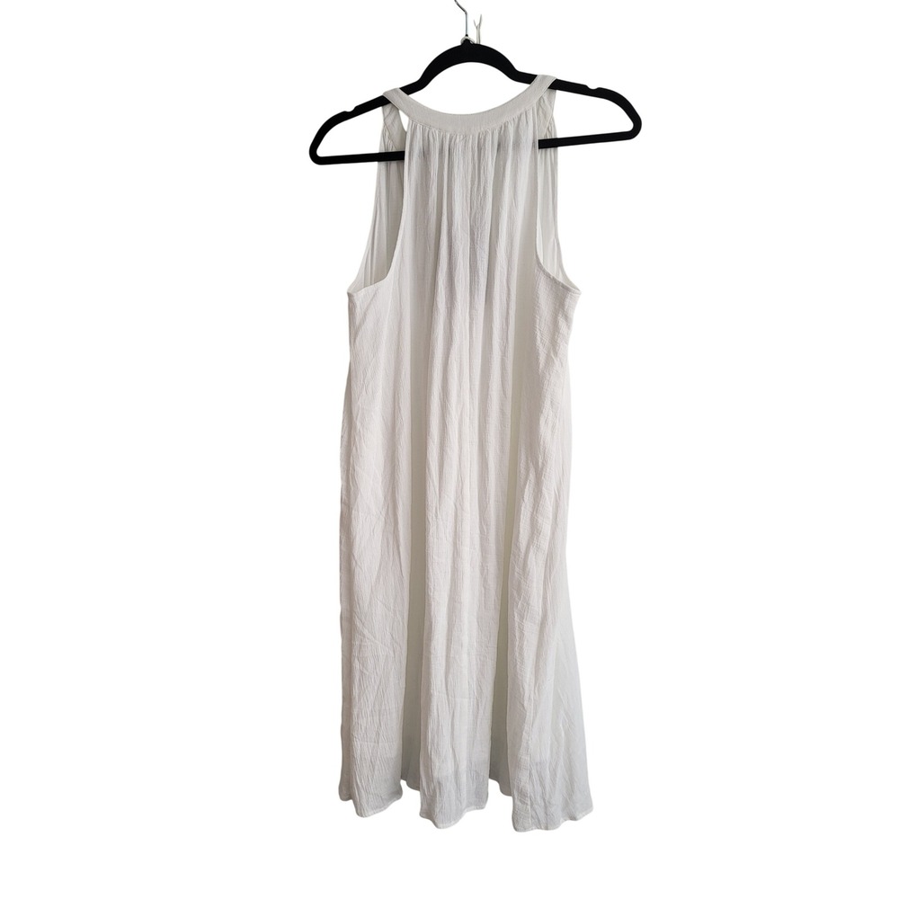 Garnet Hill White Crinkle Cotton Gauze Sleeveless Shift Dress Small Beach NEW - Picture 4 of 12